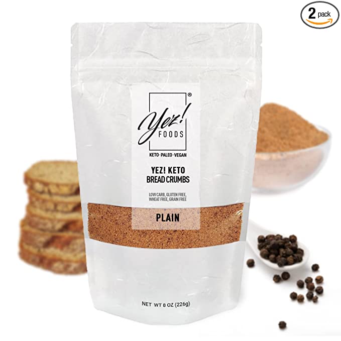  Yez! Artisan Keto Bread Crumbs - Clean Keto, Paleo, Vegan, Low-carb, Gluten-free, Wheat-free, Grain-free, Sugar-free, Soy-free, Diabetic Friendly, Preservatives-free (8 Ounce, Pack of 2)  - 753569466564