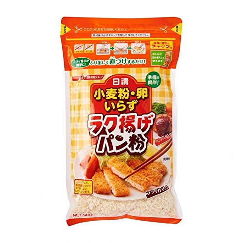  Nisshin Foods Rakuage Panko Bread Crumbs (With Zip) 140g - It is a bread crumb type with chuck which can bake bread crumbs directly on the ingredients  - 753569676727