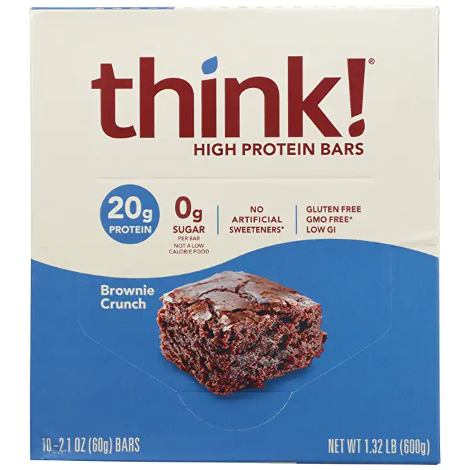  Think!, Bar High Protein Brownie Crunch Box 10 Count, 2.1 Ounce  - 753656701462