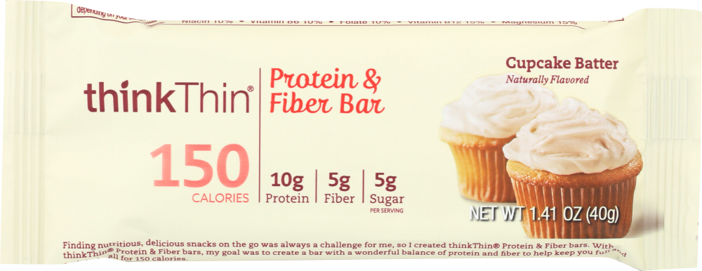 THINK THIN: Bar Protein Fiber Cupcake Butter, 1.41 oz - 0753656712895