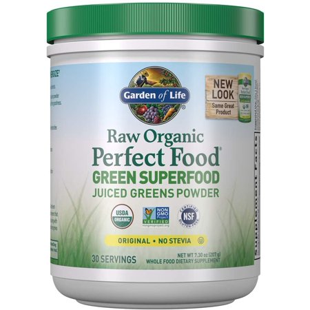 Garden of Life Raw Organic Perfect Food Green Superfood Juiced Greens Powder - Original Stevia-Free, 30 Servings, Non-GMO, Gluten Free Whole Food Dietary Supplement, Alkalize, Detoxify, Energize - 753858558918