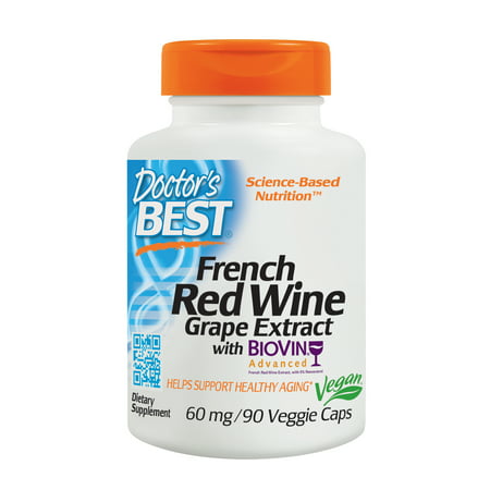 Doctor s Best French Red Wine Grape Extract Non-GMO Vegan Gluten Free Soy Free 90 Veggie Caps - 753950000582