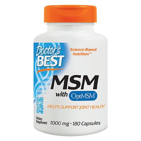 Doctor's Best MSM with OptiMSM, Joint Support, Immune System, Antioxidant and Protein-Building Role, Non-GMO, Gluten Free, 1000 mg, 180 Caps (DRB-00064) (B000BD4DI6) - 753950000643
