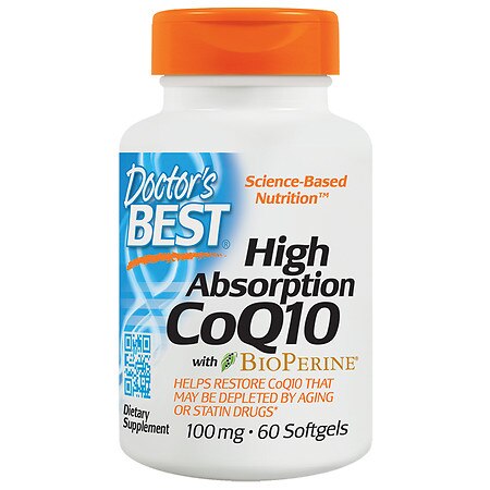 Doctor's Best High Absorption CoQ10 with BioPerine, Gluten Free Naturally Fermented, Heart Health & Energy Production, 100 mg, 60 SoFtgels (B000MIG50E) - 753950000889