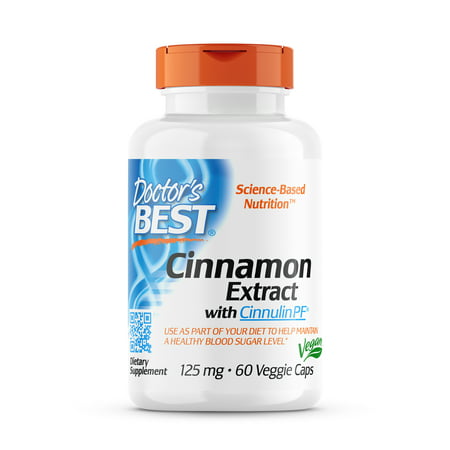 Doctor s Best Cinnamon Extract Cinnulin PF Non-GMO Vegan Gluten Free Helps Maintain Blood Sugar Levels 125 mg 60 Veggie Caps - 753950001305