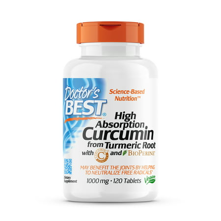 Doctor s Best Curcumin From Turmeric Root with C3 Complex & BioPerine Non-GMO Gluten Free Soy Free Joint Support 1000 mg 120 Tablets - 753950001954