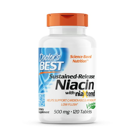 Doctor s Best Time-release Niacin with niaxtend Non-GMO Vegan Gluten Free 500 mg 120 Tablets - 753950002425