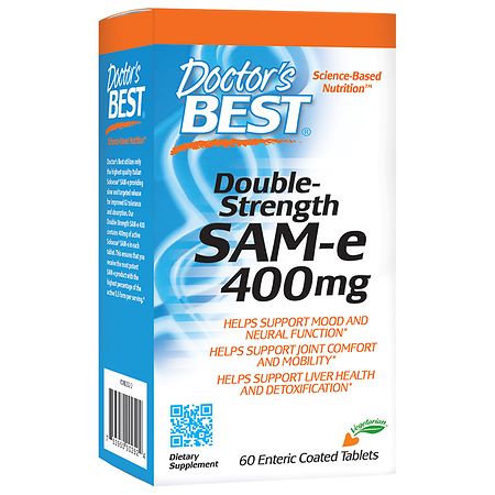 Doctor s Best SAM-e 400 mg Vegan Gluten Free Soy Free Mood and Joint Support 60 Enteric Coated Tablets - 753950002524