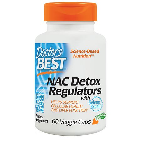 Doctor's Best NAC Detox Regulators with Seleno Excell, Non-GMO, Vegetarian, Gluten Free, Soy Free, 60 Veggie Caps - 753950002791