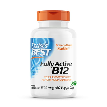 Doctor s Best Fully Active B12 1500 mcg Non-GMO Vegan Gluten Free Supports Healthy Memory Mood and Circulation 60 Veggie Caps - 753950002869