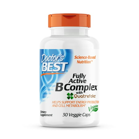 Doctor s Best Fully Active B Complex Non-GMO Gluten Free Vegan Soy Free Supports Energy Production 30 Veggie Caps - 753950002999