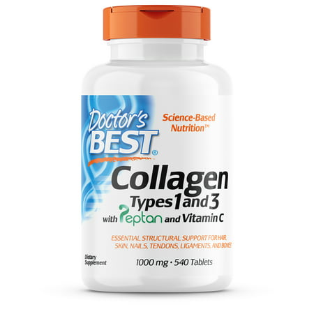 Doctor s Best Collagen Types 1 and 3 with Peptan Non-GMO Gluten Free Soy Free Supports Hair Skin Nails Tendons and Bones 1000 mg 540 Tablets - 753950003583