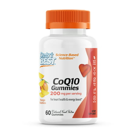 Doctor s Best CoQ10 Natural Fruit Pectin 200mg per Serving Mango Flavored for Heart Health Vegan Gluten Free 60 Count - 753950005266