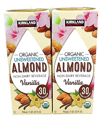  Kirkland Organic Unsweetened Almond Non-Dairy Beverage/Milk Vanilla 2 (32 Oz.) Cartons  - 754220368241