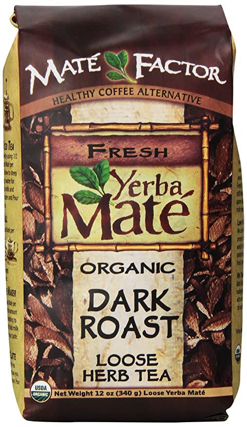 The Mate Factor Yerba Mate Energizing Mate & Grain Beverage, Dark Roast , 12 Ounce - 830568000095