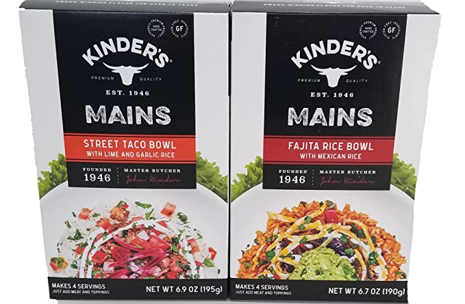  Kinder's Mains Duo, Fajita Rice Bowl and Street Taco Bowl, each makes 4 servings  - 755795380027