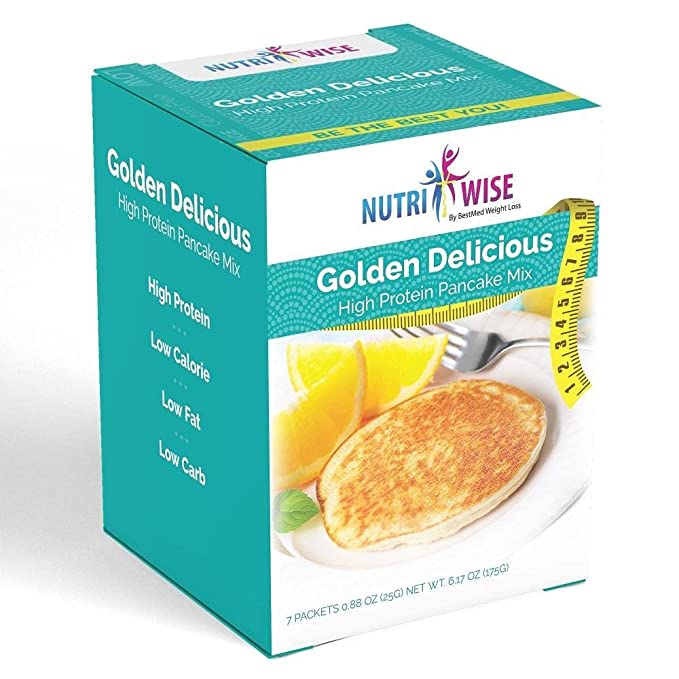 NutriWise - Diet Pancake | Golden Delicious | 7/Box | High Protein, Gelatin Free, Low Fat, Low Calorie, Low Sugar, Low Carb, Hunger Control - 755907313677