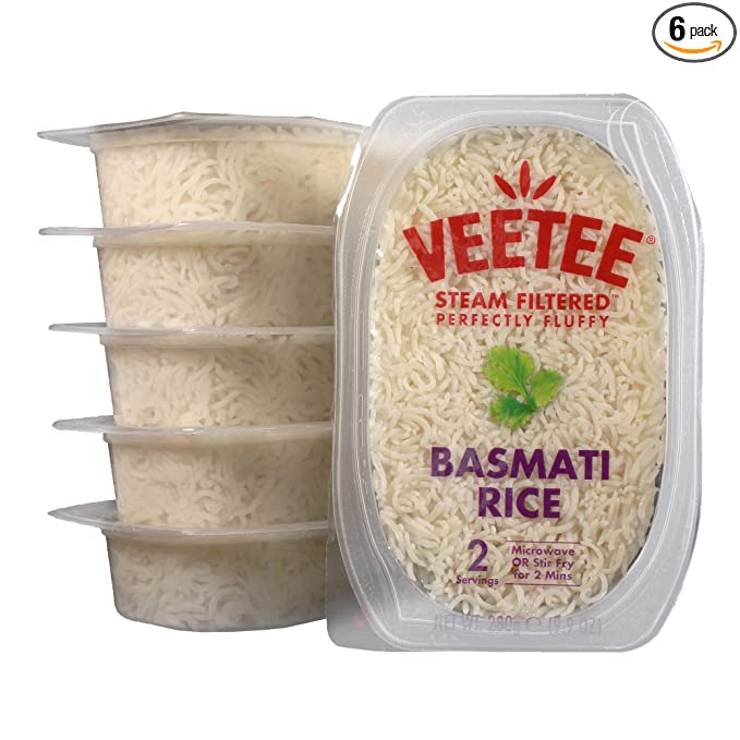 Veetee Basmati Rice - 2 Minute Rice Microwavable Meals - Instant Rice Meals Ready to Eat Gluten Free Precooked Rice - 9.9 Ounce (Pack of 6) - 757107011056