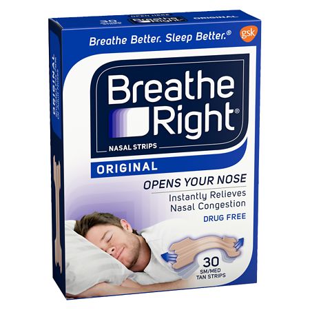 Breathe Right Original Tan Small/Medium Drug-Free Nasal Strips for Nasal Congestion Relief, 30 count - 757145001224
