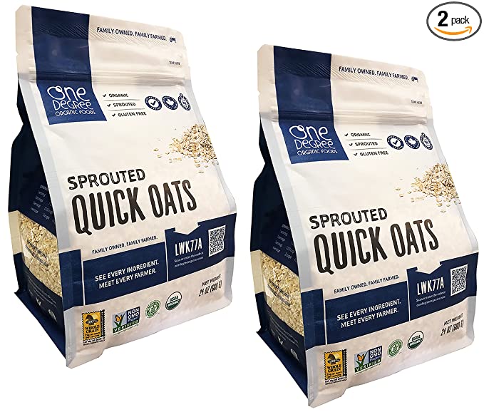 One Degree Organic Sprouted Quick Oats 24 Ounce Pack of 2 - Non-GMO and Organic Easy Oatmeal - 757347286894