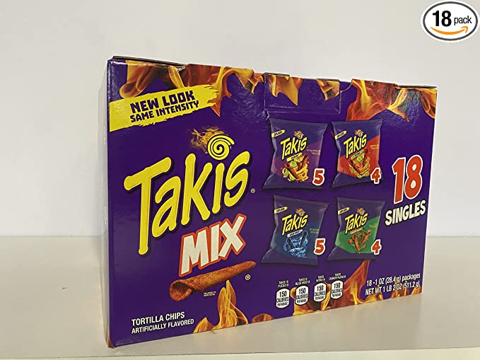  Takis MIX, Blue Heat, Fuego, Nitro, Crunchy Fajitas, 1 oz (Pack of 18) - 757528044626