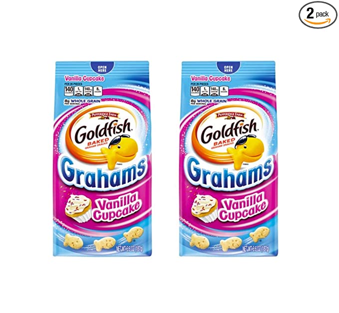  Pepperidge Farm Goldfish Baked Whole Grain Graham Snacks 6.6oz, 2 Pack (Vanilla Cupcake) - 757769952667