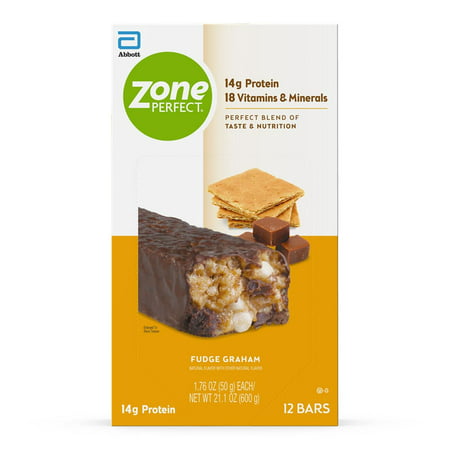 ZonePerfect Protein Bars 18 vitamins & minerals 14g protein Nutritious Snack Bar Fudge Graham 36 Count - 758341834159