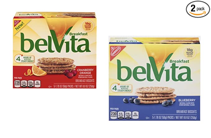 Belvita Breakfast Biscuits Cranberry Orange + Blueberry Variety Pack, 2 X 8.8 Oz Boxes - 758913954131