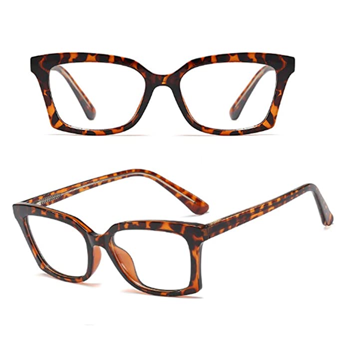  TR90 frame glasses female CP pin spring leg spectacle frame Retro wild flat glasses male (Leopard print)  - 759052783224