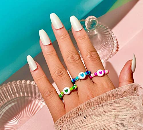  Retro love soft ceramic rice bead ring ring ins wind beaded colorful rice bead ring glass rice bead ring (green) - 759052788250