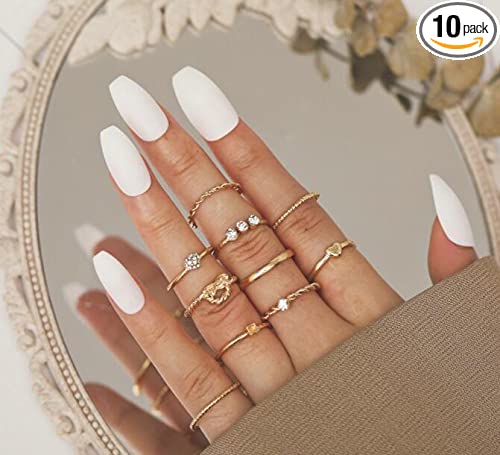 Creative fashion personality alloy ring female cold wind simple inlaid rhinestone joint ring 10-piece set - 759052789141