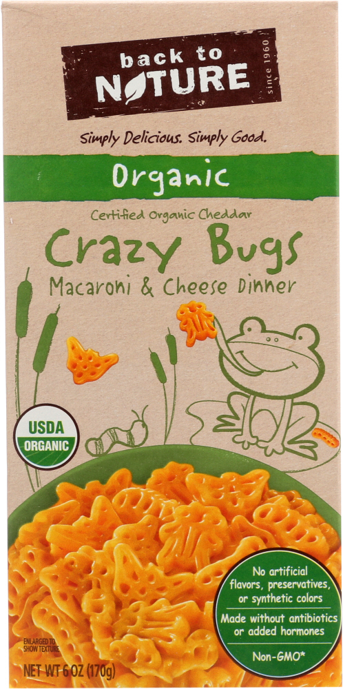 BACK TO NATURE: Organic Crazy Bugs Macaroni & Cheese Dinner, 6 oz - 0759283001753
