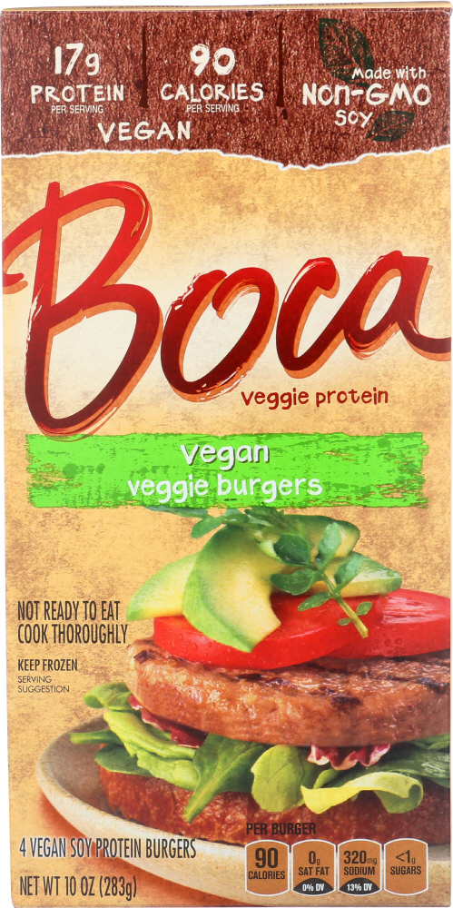 BOCA: Vegan Veggie Burgers, 10 oz - 0759283600154