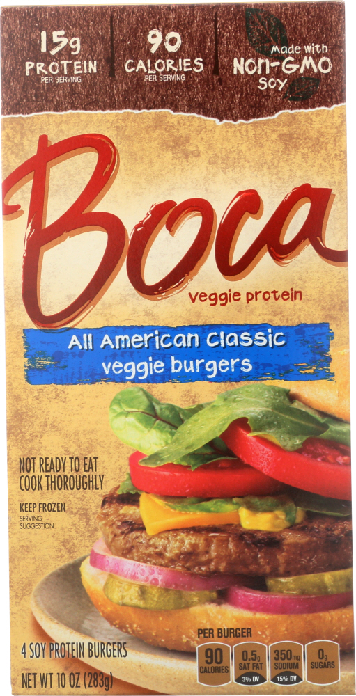 BOCA: All American Classic Veggie Burgers, 10 oz - 0759283600161