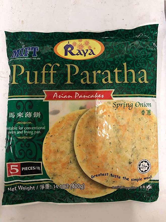  Puff Paratha Asian Pancakes (Spring Onion) - 14.1oz (Pack of 1)  - 759548087935