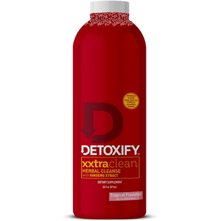 Detoxify Xxtra Clean Herbal - Tropical Fruit Flavor- 20 oz Professionally Formulated Extra Strength Herbal Detox Drink Enhanced with Ginseng Extract & Milk Thistle Extract - 759614653460