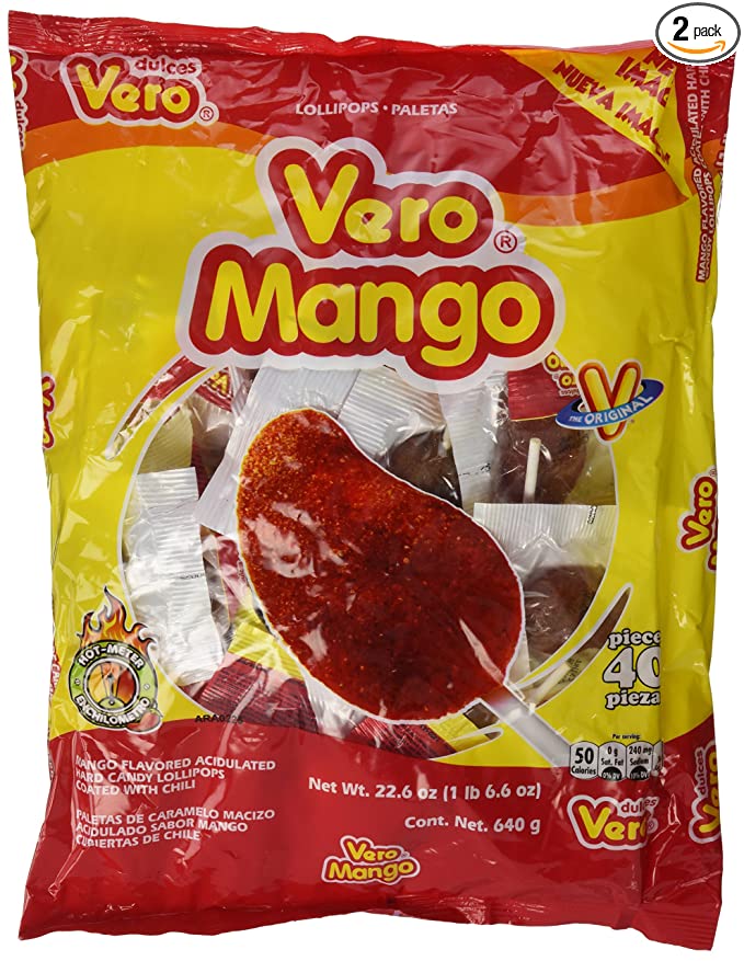  Vero Spicy Mango Lollipop 40 Pcs (Pack of 2), Clear  - 759686841123