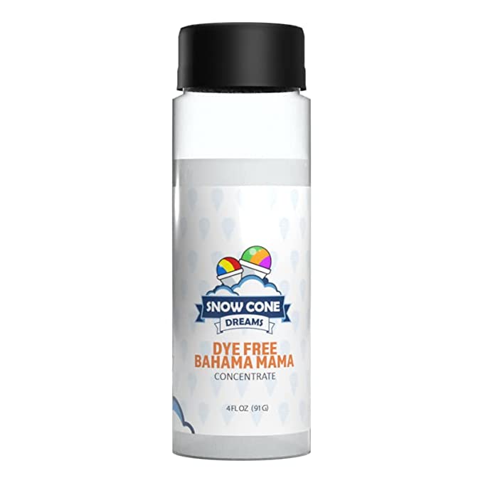  Dye Free Bahama Mama Snow Cone and Shaved Ice Flavor Concentrate | 4oz | Add Sugar and Water To Make 1 Gallon of Syrup | Snow Cone Dreams  - 759952175105
