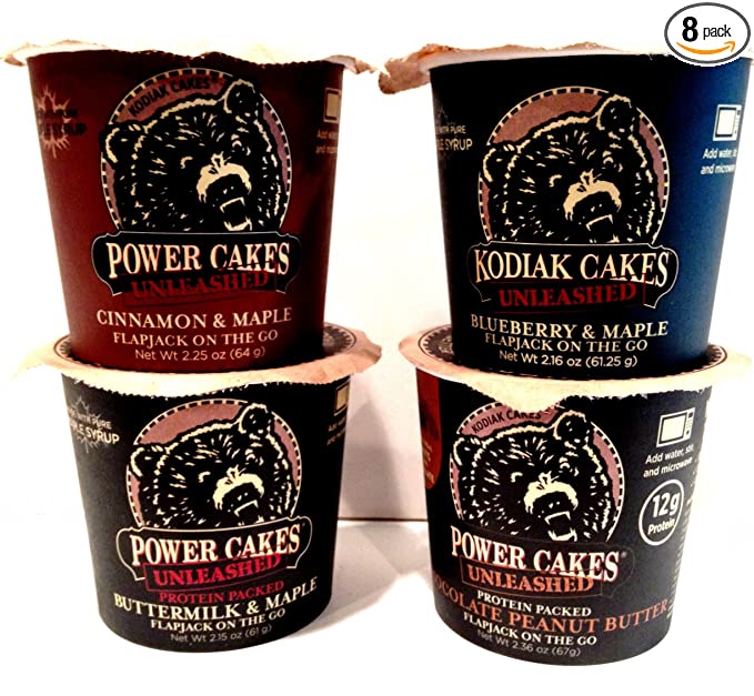  Kodiak Cakes Unleashed, Flapjack on the Go ULTIMATE Variety 8 Pack, 2 cups each of CHOCOLATE & PEANUT BUTTER, BLUEBERRY & MAPLE, CINNAMON & MAPLE, BUTTERMILK & MAPLE, 100% Whole Grain.  - 760680908781