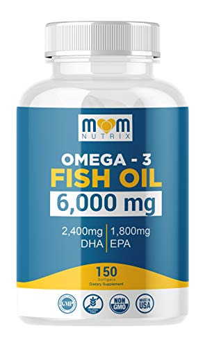 Omega 3 Fish Oil 6000 Mg with Maximum EPA DHA - Supports Brain Liver Heart & Immunity - Made in The USA - 150 Softgels - 760939645719
