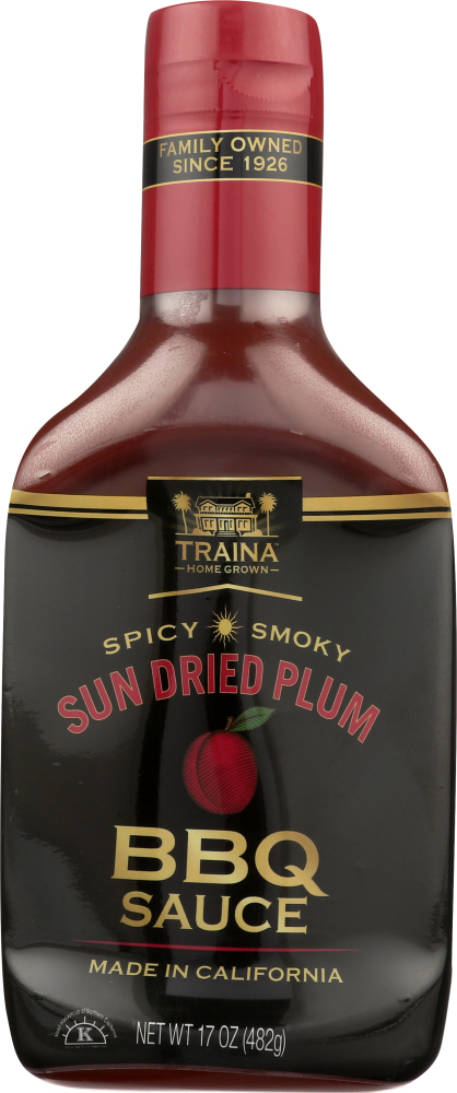 TRAINA: Sauce BBQ Sun Dried Plum, 17 oz - 0760948100223