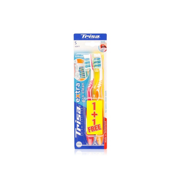 Trisa extra pro clean toothbrush soft x2 - Waitrose UAE & Partners - 7610196004619