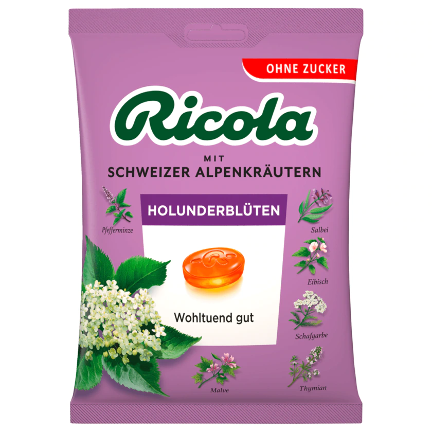 Ricola Holunderblüten Schweizer Kräuterbonbon Ohne Zucker (75 G) - 7610700945070