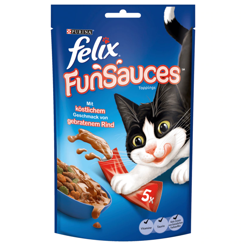Purina felix FunSauces mit köstlichem Geschmack von gebratenem Rind 5x15g - 7613035573970