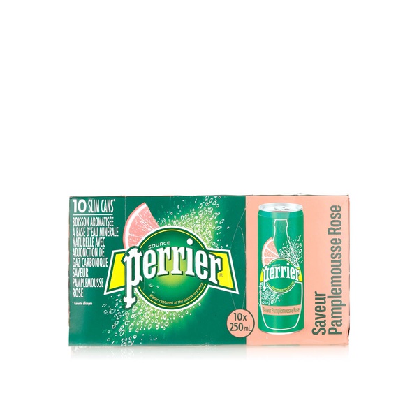 Perrier carbonated water slim can pink grapefruit 10 x 250ml - Waitrose UAE & Partners - 7613036669245