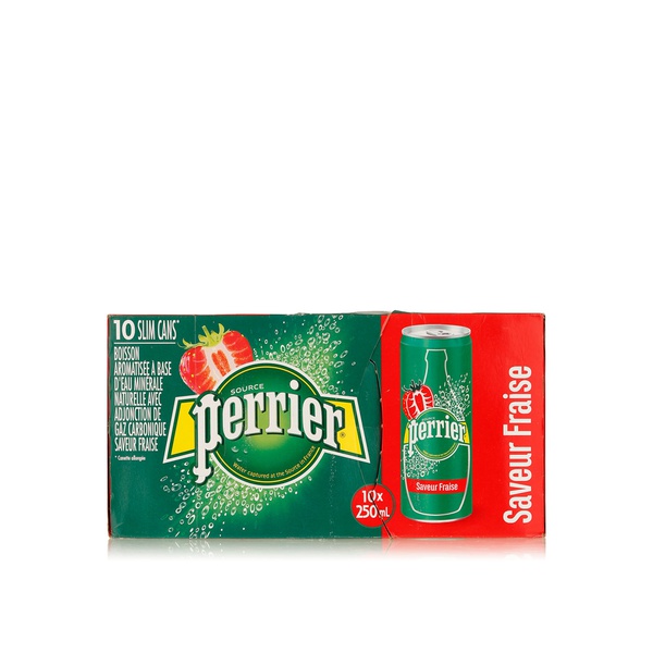 Perrier carbonated water slim can strawberry 10 x 250ml - Waitrose UAE & Partners - 7613036669603