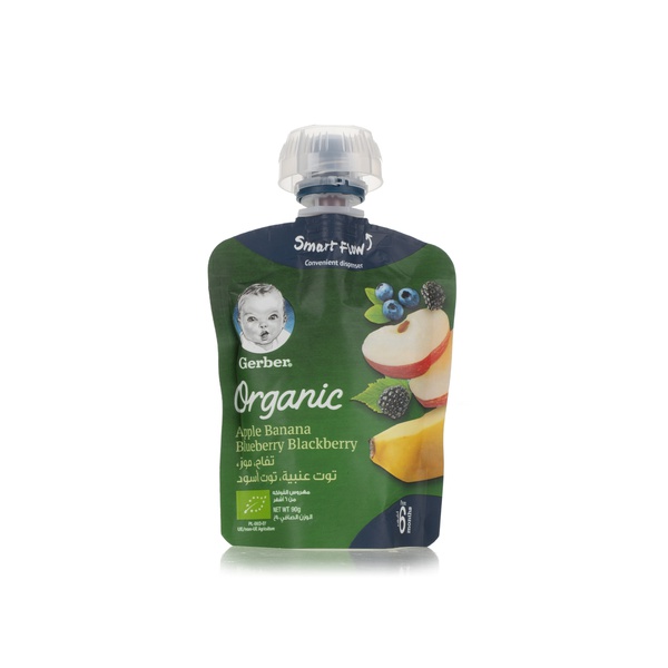 Gerber organic apple banana & blueberry blackberry 6+ months 90g - Waitrose UAE & Partners - 7613036727440