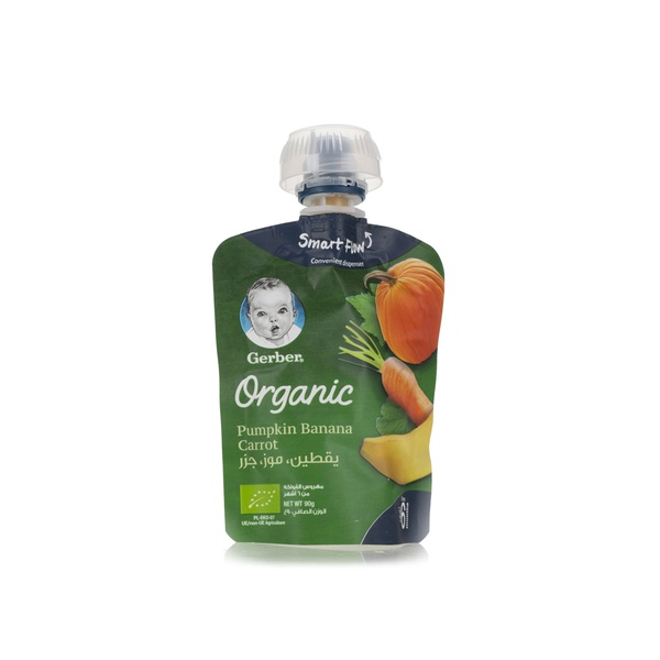 Gerber organic pumpkin banana & carrot puree 6+ months 90g - Waitrose UAE & Partners - 7613036727471