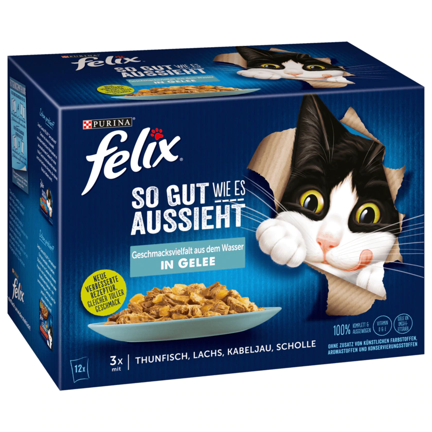Purina felix So gut wie es aussieht Geschmacksvielfalt aus dem Wasser in Gelee 12x85g - 7613036893848