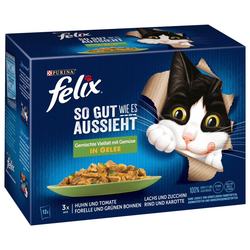 Purina felix So gut wie es aussieht Gemischte Vielfalt mit Gemüse in Gelee 12x85g - 7613036894562